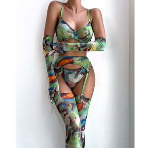 Set di biancheria intima romantica a stringhe aperte da donna con ricamo vestito <span class=keywords><strong>Sexy</strong></span> e vedo intrecciato intrecciato per il commercio all'ingrosso - Product Image 3