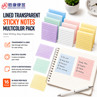Blocs-notes autocollants transparents multicolores lignés, repositionnables, pour une écriture claire, pour la prise de notes, l'usage au bureau et à l'école