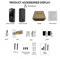 Serrure connectée Aurelysse en alliage d'aluminium avec empreinte digitale, accès sans clé, contrôle à distance via application Wi-Fi intégrée pour porte d'entrée
