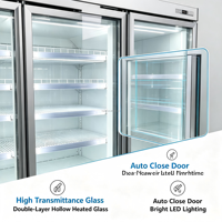 Vitrine réfrigérée verticale à air dynamique pour boissons, 5 portes, en verre trempé, commerciale, grande capacité, avec étagères réglables