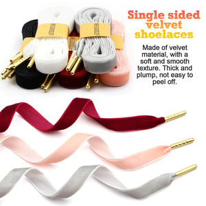 Wegoodzf Tùy Chỉnh Bán Buôn Ribbon Nhung Phẳng Dây Giày Với Vàng Lời Khuyên Kim Loại Chất Lượng Cao Dây Giày Cho Phụ Nữ Sneakers Giày - Product Image 4