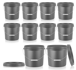Seau en plastique rond <span class=keywords><strong>SDPAC</strong></span> de 2,65 gallons (10 litres), écologique, durable, avec couvercle, poignée en métal/plastique de qualité alimentaire - Product Image 1