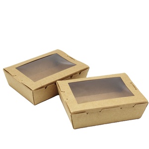 Bio kraft paper boxes for food takeaway packaging rectangular paper box with window