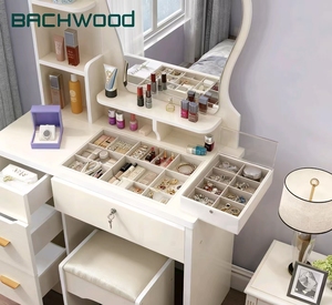 2025 hầu hết các chi phí-hiệu quả rắn gỗ Vanity Set bán chạy nhất phòng ngủ Vanity bảng với thắp sáng gương và ngăn kéo khách sạn sử dụng - Product Image 3