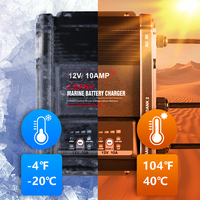 Chargeur de batterie marin intelligent embarqué 12V 10A à 2 banques, étanche IP67, pour vente en gros directe usine