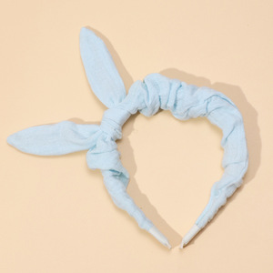Diademas con lazo suave de Color sólido a la moda europea, diadema con orejas de conejo de dibujos animados, accesorios bonitos para el cabello para niña pequeña - Product Image 2