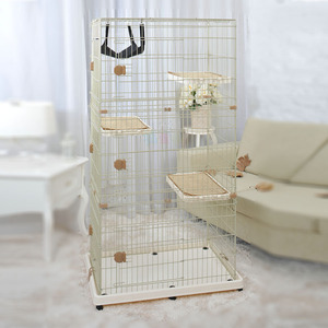 หลายชั้นแพลตฟอร์มและบันไดสแตนเลสกรงแมวที่มีล้อ - Product Image 3