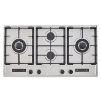 Table de cuisson à gaz encastrable 4 brûleurs en acier inoxydable avec allumage par impulsions, contrôle par minuterie, classe énergétique A+, pour usage domestique et hôtelier, flamme