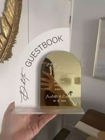 Numéros de table de mariage en miroir doré givré arqué en acrylique personnalisé avec panneau de menu