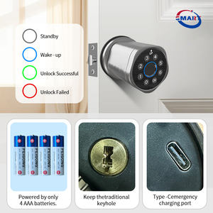 מנעול דלת חכם אלקטרוני עם טביעת אצבע, אפליקציית טויה, מפתח חכם ללא מפתח, עם מפתח רגיל, מאושר CE, לאבטחת חדר השינה - Product Image 3