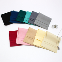 Pochette d'emballage pour bijoux en velours lavable, personnalisable avec logo HongFa, 8x8cm, carrée, pliable, pour rangement de bagues et boucles d'oreilles