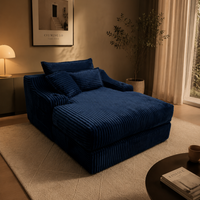 Canapé modulable moderne en velours côtelé avec chaise longue et sommier à ressorts pour bureau et salon