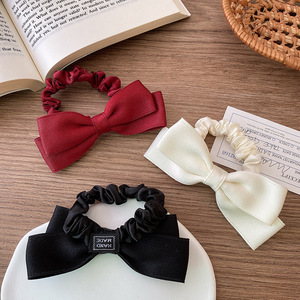 Kẹp tóc kiểu ngọt ngào bán buôn cho bé gái, băng đô nơ satin màu trơn, dây buộc tóc chun cho nữ - Product Image 2