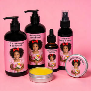 Kit de Soins Bio pour Cheveux et Corps de Bébé : Shampoing, Après-Shampoing Démêlant, Huile de Croissance Capillaire en Spray, et Fixateur de Bords pour Enfants - Product Image 2