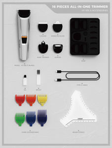 Kit di Cura Maschile 16 in 1, Set Professionale Multifunzionale <span class=keywords><strong>per</strong></span> Tagliare Peli del Corpo, Regolare <span class=keywords><strong>Barba</strong></span> e Naso, Rasoio <span class=keywords><strong>per</strong></span> Uomo - Product Image 4