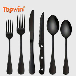 Ensemble de couverts Topwin de haute qualité, couteau à steak lourd, cuillère, fourchette, couverts épais, cuisine, mariage, acier inoxydable, argenté - Product Image 1