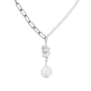สร้อยคอผู้หญิงแบบปรับได้ สแตนเลสสตีล โซ่ยาว ประดับด้วยหินธรรมชาติและเปลือกหอย ขายส่ง เป็นของขวัญสำหรับผู้หญิง - Product Image 1