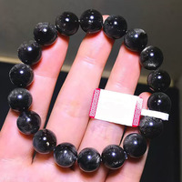 Bracelet en Auralite 23 noire naturelle du Brésil, qualité collection, gemme rare pour collection de pierres précieuses et cadeau haut de gamme