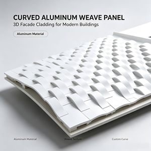 Système de façade à motif tissé, revêtement en aluminium 3D, panneaux muraux extérieurs pour bâtiments publics contemporains - Product Image 3