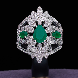 4 Buah <span class=keywords><strong>Set</strong></span> Perhiasan Mewah Besar dengan Zirkonia Kubik untuk Wanita Aksesori Pesta Pernikahan Pengantin Arab <span class=keywords><strong>Saudi</strong></span> Dubai - Product Image 4