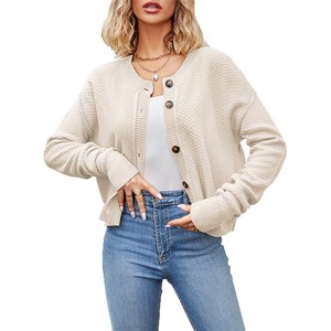 Cardigan en tricot pour femme, boutonné, coupe ample, couleur unie, anti-boulochage, vêtement d'extérieur - Product Image 4