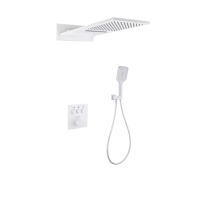 Douche cascade noire à grand panneau, thermostatique à commande unique, trois fonctions, en laiton contemporain avec panneau céramique, encastrée, fabriquée en Chine
