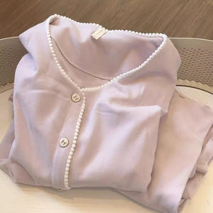 Factory Direct Autumn/Winter Women's <b>Pajamas</b> Solid Color Japanese Korean Style <b>Thermal</b> Set German Fleece Casual Wear Loungewear - Product Image 2