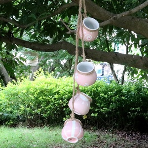 4Pcs เซรามิคกระถางดอกไม้สวนรอบ Mini แขวนดอกไม้ Succulent หม้อตกแต่งสวน - Product Image 4