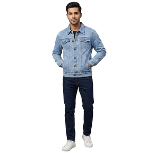 New 2026 Wholesale Custom boy coat and <b>jackets</b> blue black color jean <b>fur</b> cotton denim <b>jacket</b> streetwear for <b>man</b> OEM Service - Product Image 1