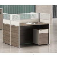 Poste de travail modulaire moderne et écologique pour 4 personnes avec cloison, bureau en bois pour personnel, tiroirs de rangement, pour bureau à aire ouverte