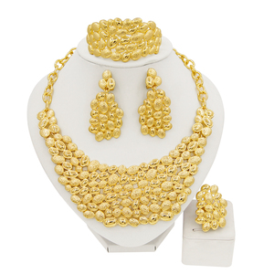 Yulaili set di gioielli in stile oro italiano di <span class=keywords><strong>alta</strong></span> qualità 4 pezzi di donne africane per festa di nozze accessori - Product Image 6