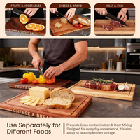 Ensemble de planches à découper en bois OEM ODM avec support de rangement, fabricant certifié FSC FDA, planche à découper unique pour la décoration de la cuisine à domicile, cadeau