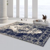 Tapis persan vintage, paillasson rétro vieilli, tapis en chenille gris imprimé, tapis carré en peluche pour salon, usage quotidien familial