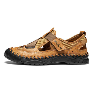 Sandalias Duraderas de Punta Cerrada para Uso Diario, Sandalias Casuales de Malla y Cuero con Cierre de Velcro, Diseñadas para Salidas Relajadas de Verano - Product Image 4