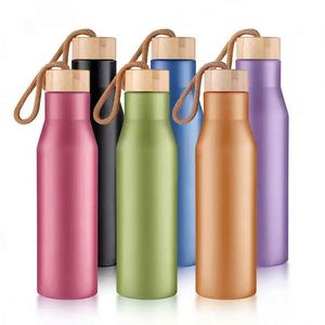 Wooden Mug Leak Proof Bamboo Stainless <b>Steel</b> Insulated Travel Car Travel Water <b>Bottle</b> With Wood Handles Coffee Beer Barrel Lid - Product Image 6