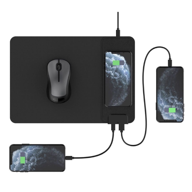 2 in 1 Desktop Wireless Charging Mat Mousepad 15w Qi Wireless Charger Mouse Pad