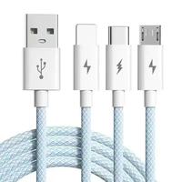 Macaron 120W 3-en-1 Cable DE DATOS DE TELÉFONO MÓVIL trenzado Carga súper rápida para Android Type-C Car iPhone para Huawei Vivo Printer