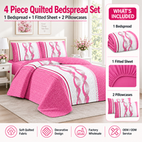 Lot de 4 pièces de literie matelassée, couvre-lit doux pour chambre à coucher, prêt à être expédié
