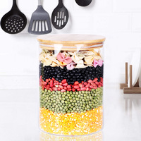 Pot en verre de rangement pour cuisine 3L 4.5 pour café, thé, sucre avec couvercle en bambou, récipient avec couvercle