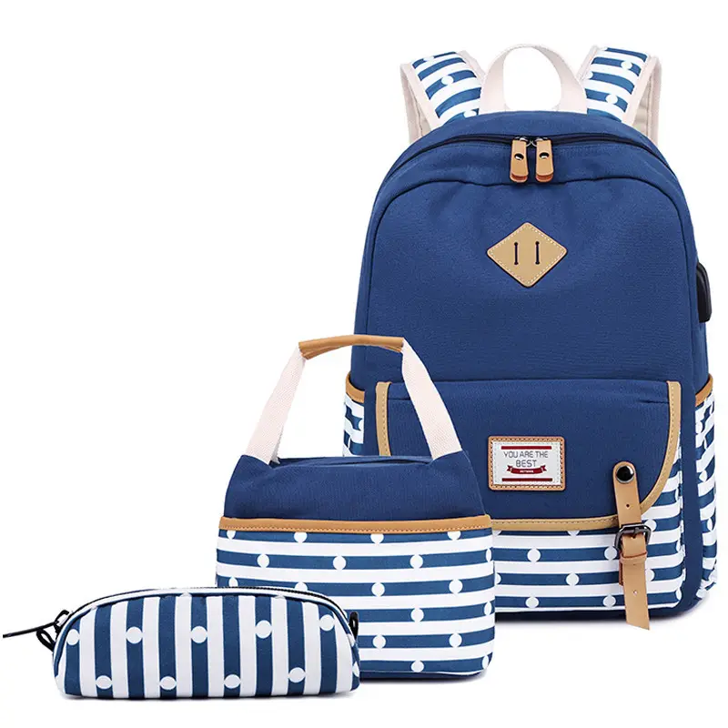 School Bag Set Premium New Arrival BSCI Factory Fashion Kids Teenage Funky Girls High School Bag Backpack Set