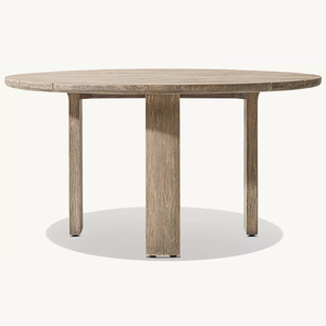 Table à manger ovale en teck durable RH Lagos, plateau massif multi-planches, base cannelée, pieds droits robustes, grain naturel, moderne, pour extérieur - Product Image 2