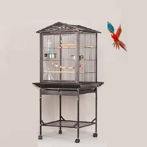 Demir kuş besleyici ev hareketli <span class=keywords><strong>Pet</strong></span> taşıyıcılar kare Birdcages tek taraflı akrilik şeffaf kuş yuva papağan kafes