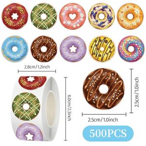 Pegatinas Creativas de Donuts de Dibujos Animados, Decoraciones para Empaques de Dulces y Pan, Pegatinas Redondas Pequeñas - Product Image 2