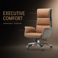 Chaise de bureau exécutive ergonomique en cuir PU bicolore de qualité supérieure, mousse haute densité, base électroplaquée, vente en gros