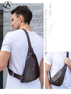 Bolso de Pecho y Hombro de Cuero Vacuno Genuino Suave Andong para Hombre, Bolsos Cruzados, Bolso de Mano Multifuncional para Negocios, Trabajo y Uso Casual - Product Image 2