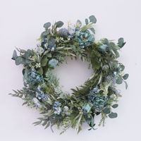 Couronne de fleurs artificielles en tissu de soie de style européen, roses et lotus, pour décoration murale ou de porte de mariage, vente en gros