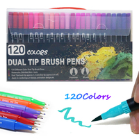 Stylo pinceau aquarelle Queenstar en promotion, encre à base d'alcool, imperméable, double face, effaçable, marqueur de peinture coloré pour artistes