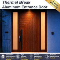 YOHOME Porte d'entrée pivotante moderne de luxe en aluminium moulé avec panneaux latéraux en verre, porte d'entrée personnalisée pour villa et immeuble résidentiel