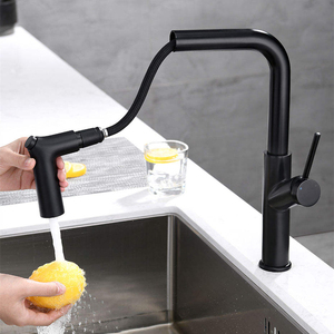 Robinet de cuisine noir à montage <span class=keywords><strong>sur</strong></span> plan avec pulvérisateur rotatif à 360 degrés pour évier de cuisine - Product Image 2