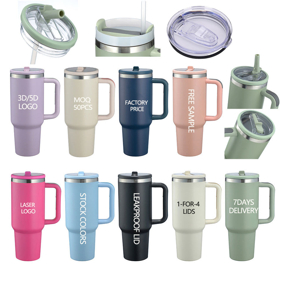 40oz 304 Stainless Steel Tumbler with Handle Double Wall Vacuum ...